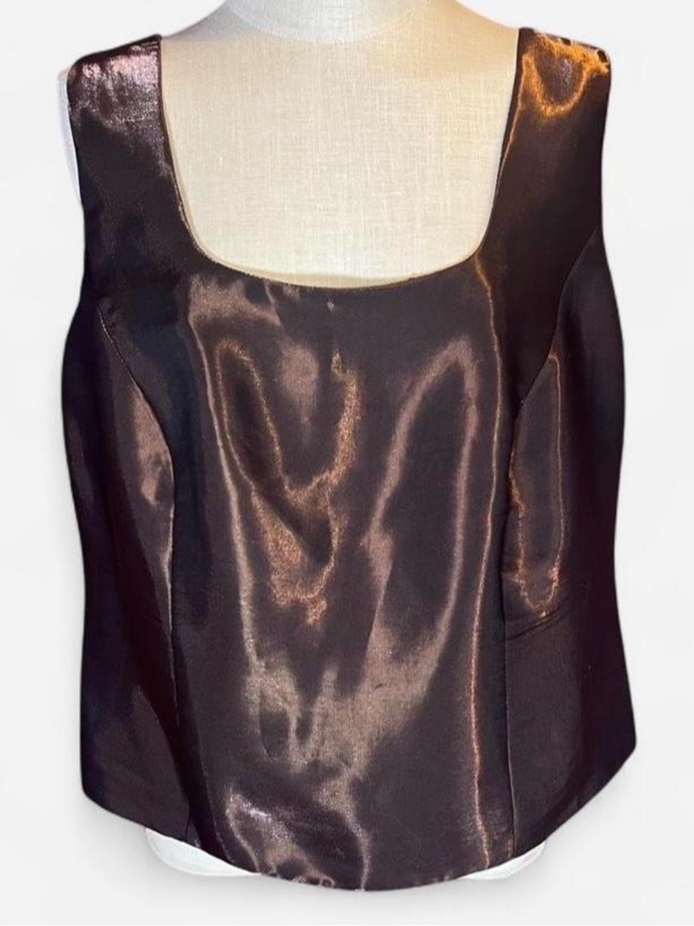 🤎dressbarn Shimmer Satin Square-Neck Camisole in Brown